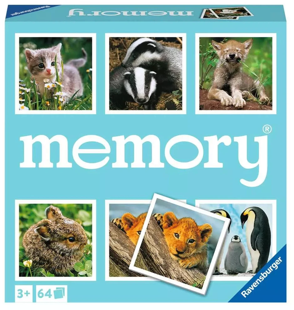 Ravensburger atminties žaidimas „Animal Babies memory®“, 2–8 žaid., nuo 4 m.
