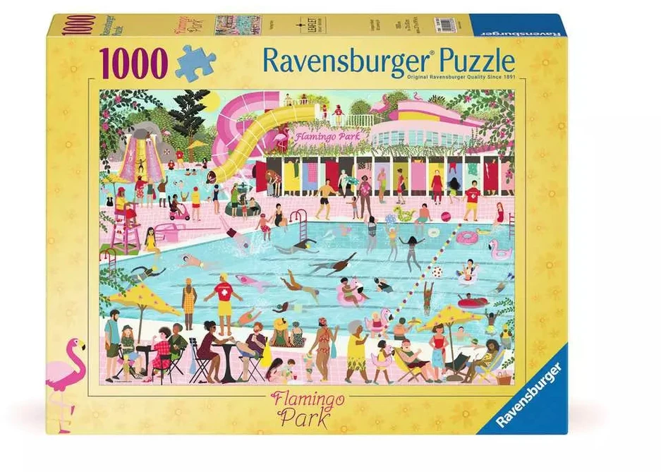 Ravensburger dėlionė „Linksma diena flamingų baseine“, 1000 det.