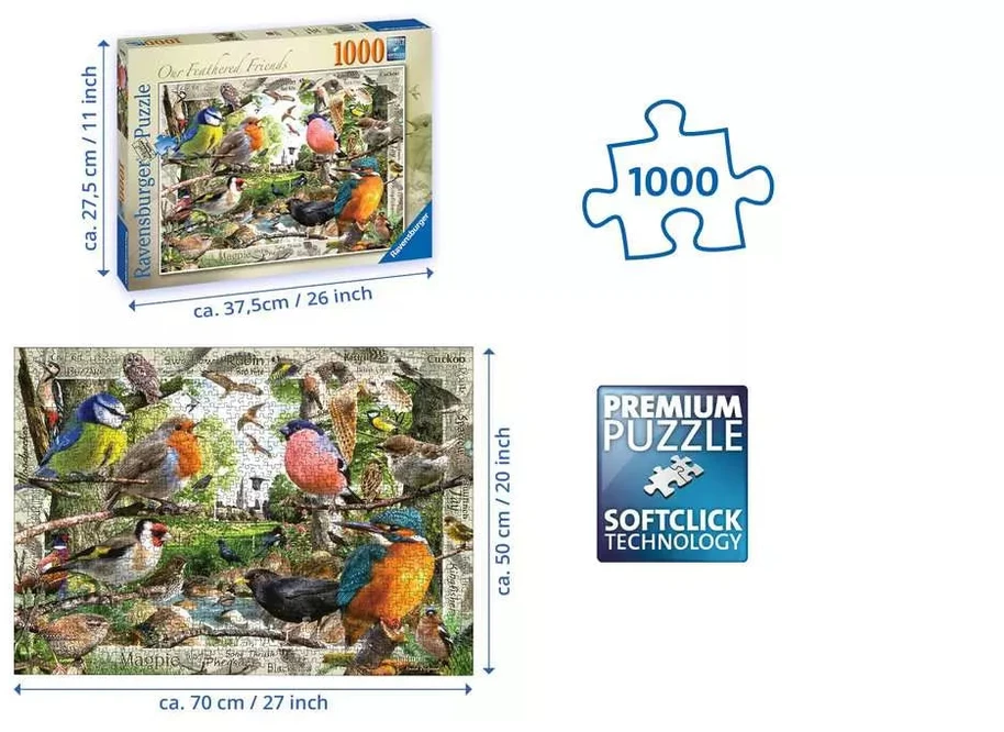 Ravensburger Dėlionė 1000 vnt. - Paukščiai