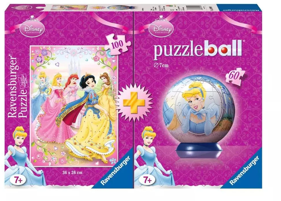 Ravensburger dėlionė + puzzleball® „Disney princesės“, 100 + 60 det., nuo 7 m.