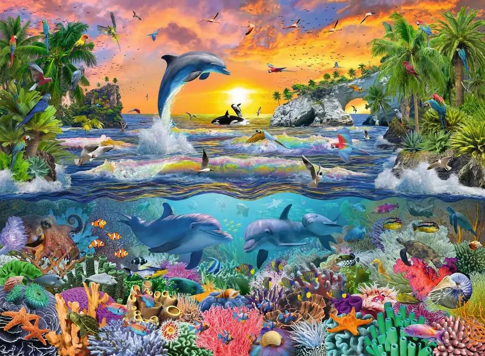 Ravensburger Dėlionė 100 vnt. - Delfinai