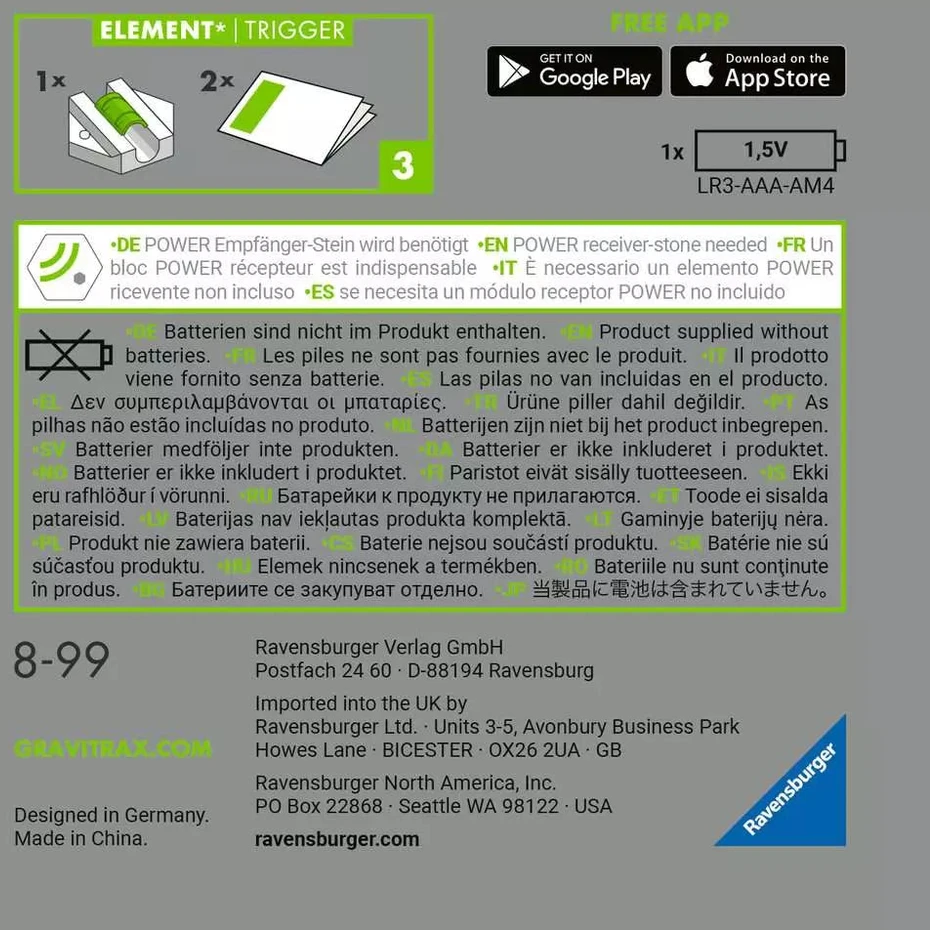 Ravensburger GraviTrax POWER elementas „Trigger“, nuo 8 m.