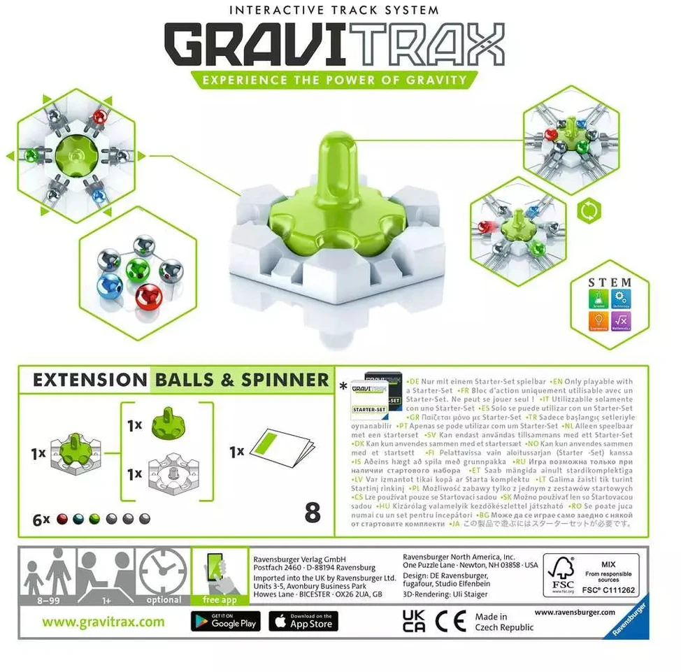 Ravensburger GraviTrax priedas „Balls & Spinner“, 8 det., nuo 8 m.