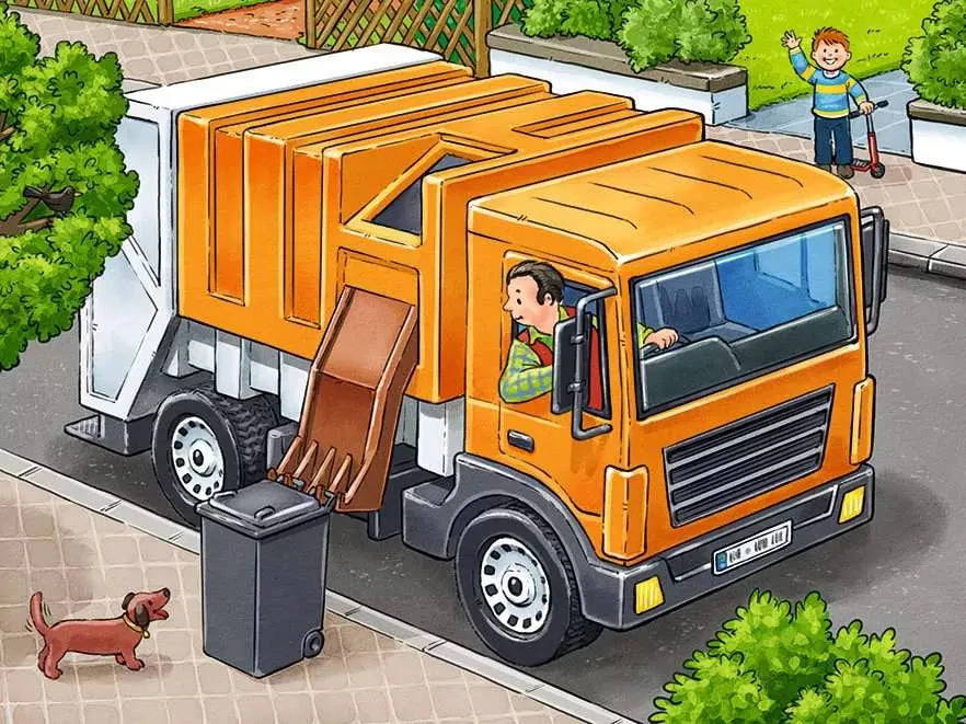 Ravensburger kubelių dėlionė „Mėgstamos transporto priemonės“, 12 kubelių