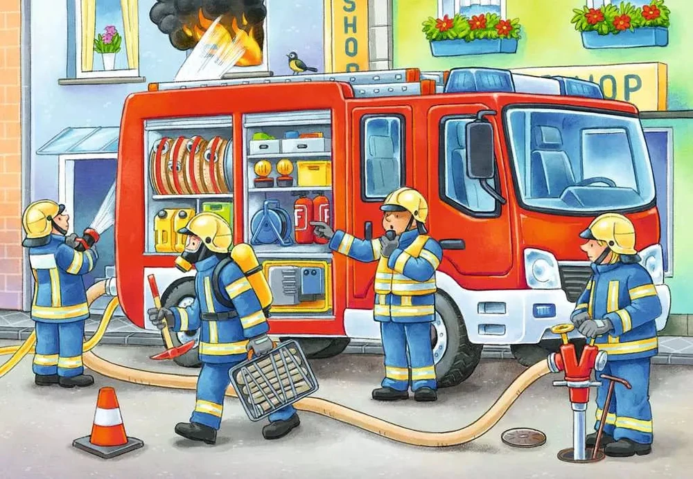 Ravensburger lauko dėlionė „Ugniagesiai“, 12 det., nuo 2 m.