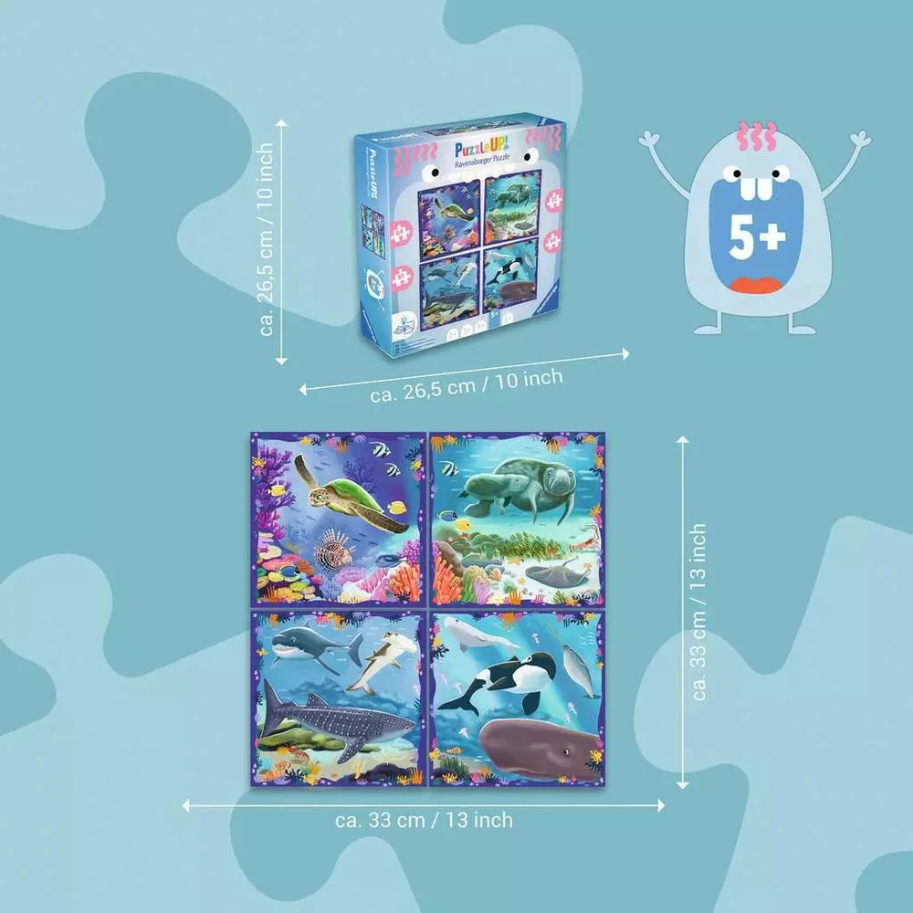 Ravensburger PuzzleUP! 4 dėlionės „Jūrų gyvūnai“, nuo 5 m.