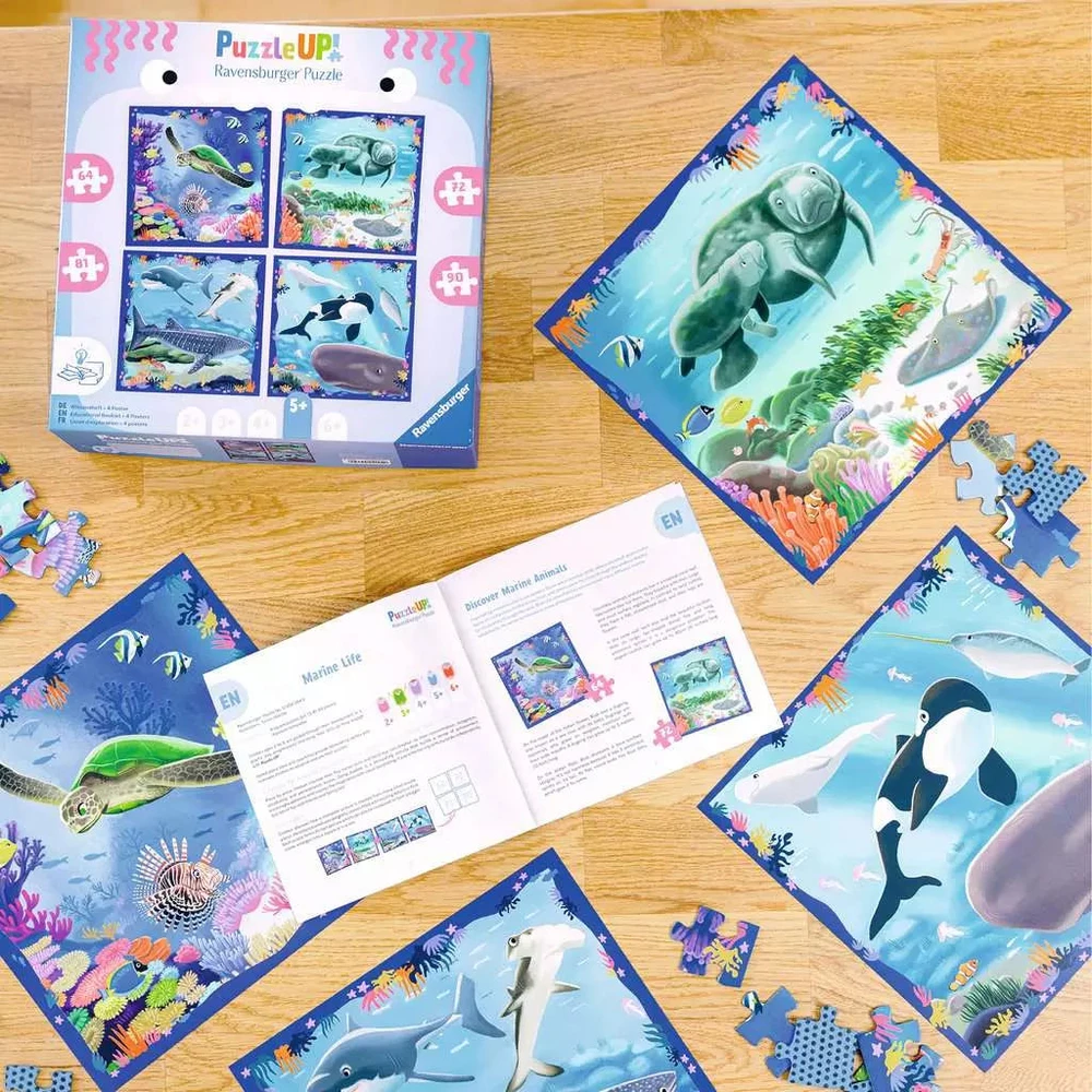 Ravensburger PuzzleUP! 4 dėlionės „Jūrų gyvūnai“, nuo 5 m.