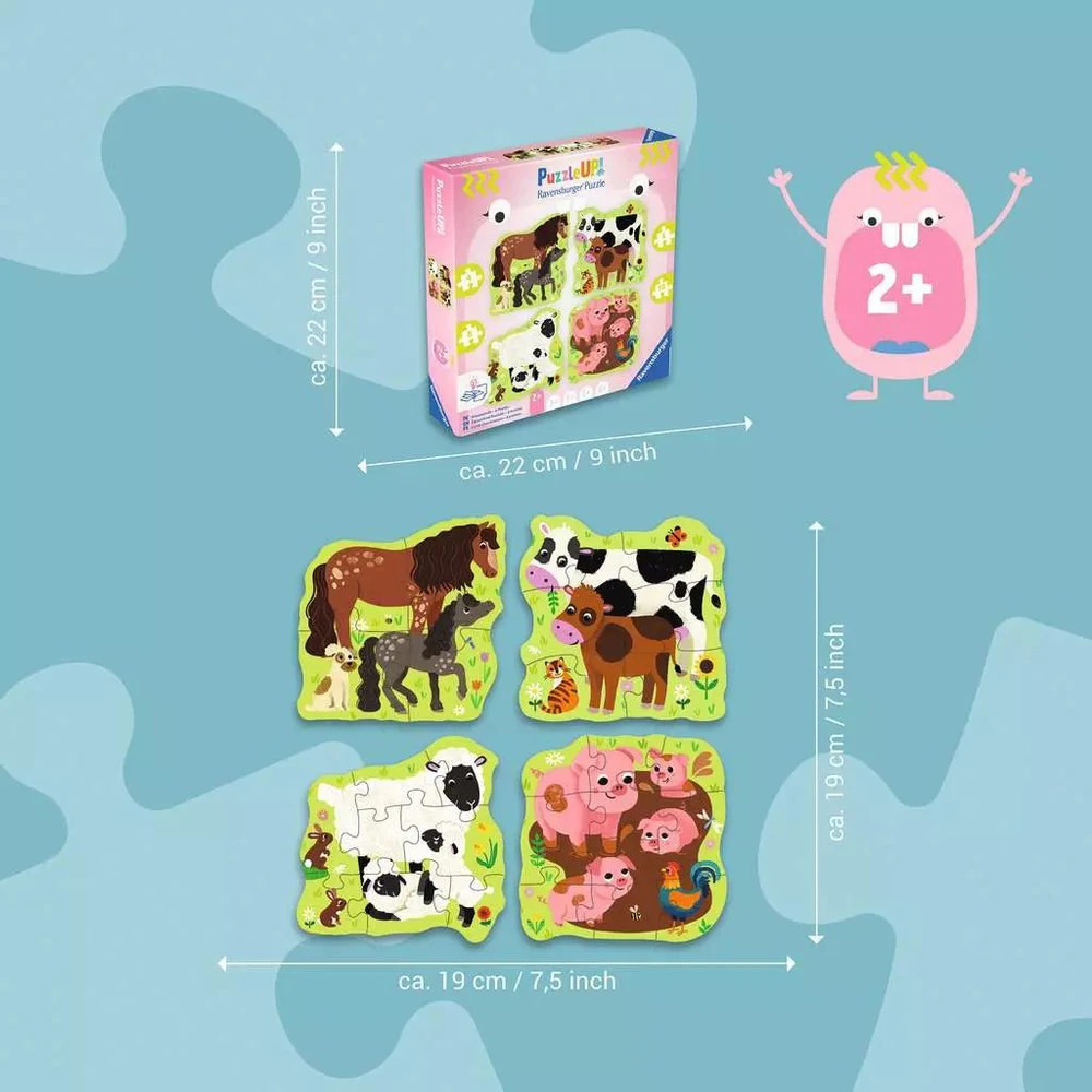 Ravensburger PuzzleUP! 4 dėlionės „Ūkio gyvūnai“, nuo 2 m.