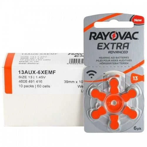 Rayovac Extra Advanced 13 klausos aparatų baterijos, 60 vnt.