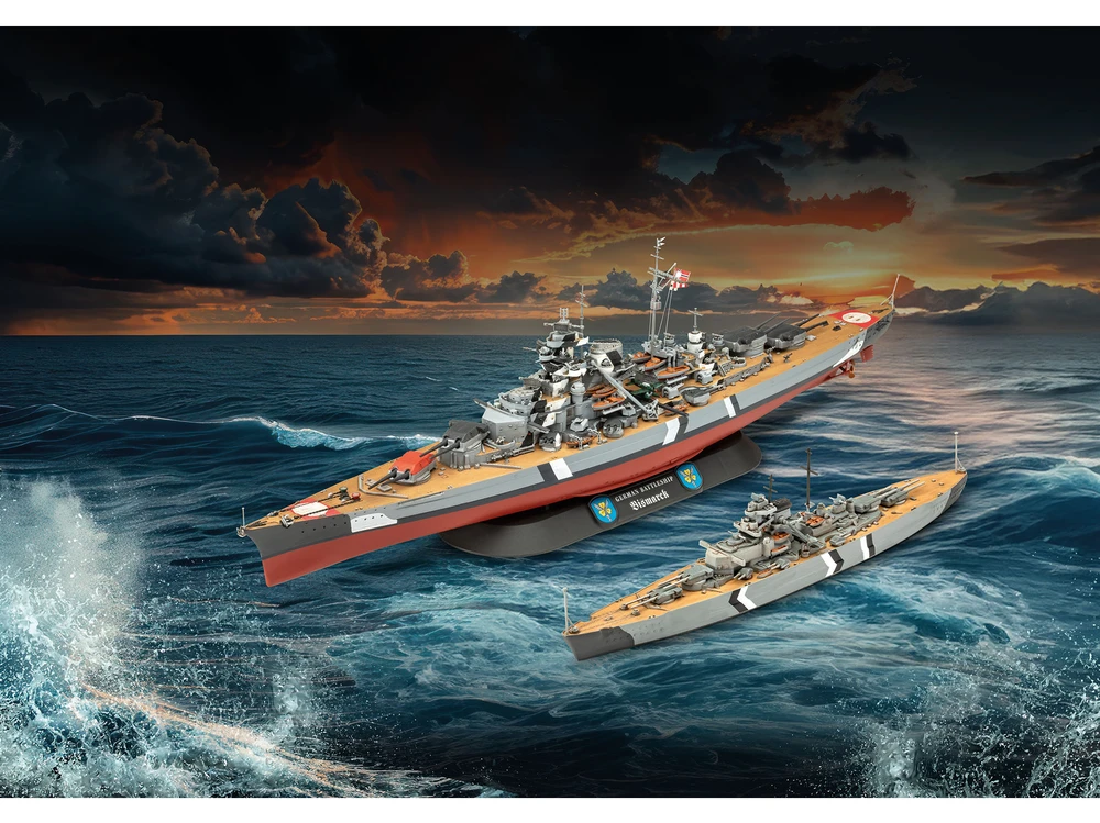 Revell Bismarck mūšinio laivo dovanų rinkinys 1:700 & 1:1200 su dažais