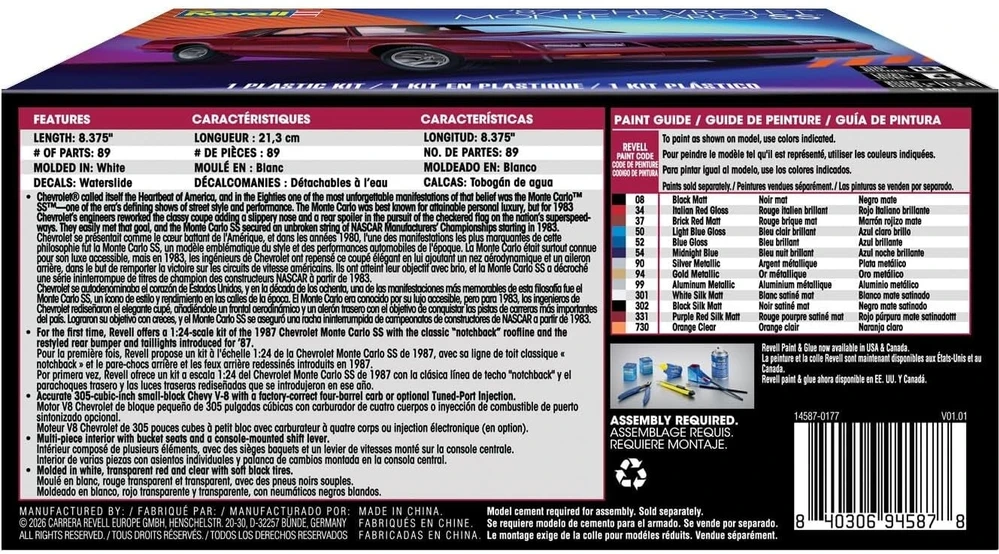 Revell Chevrolet Monte Carlo SS 1987 1:24 plastikinis surenkamas modelis