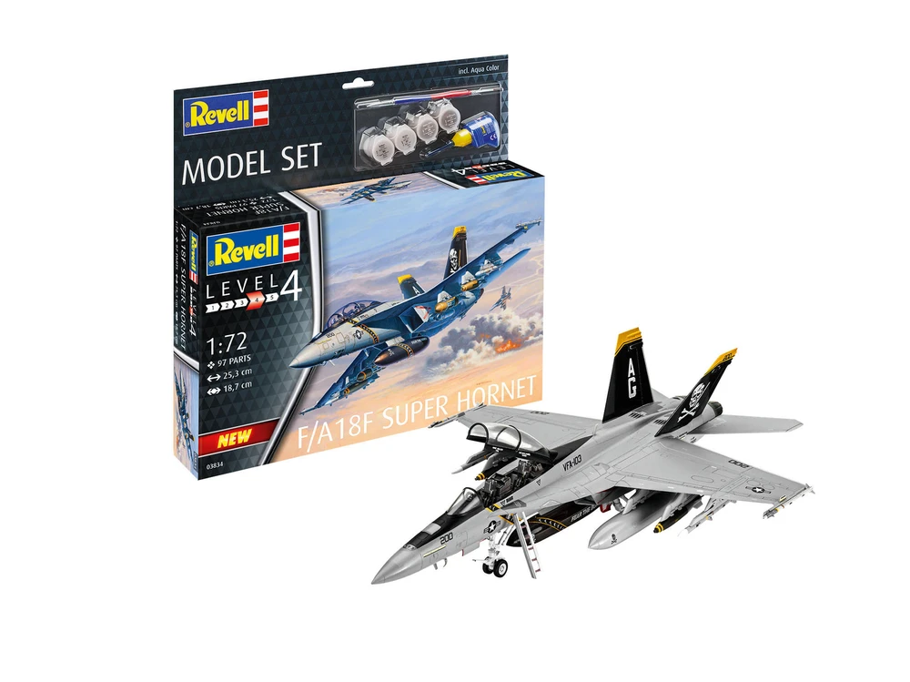 Revell F/A-18F Super Hornet 1/72 dovanų rinkinys su dažais