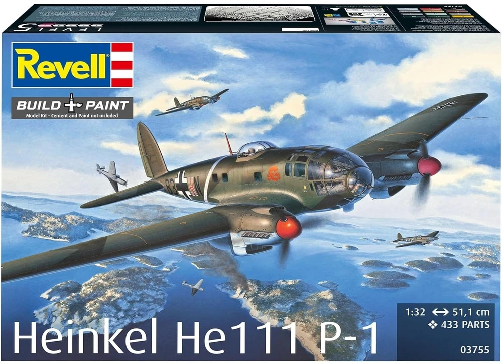 Revell Heinkel He 111 P-1 plastikinis lėktuvo modelis 1/32, 51 cm