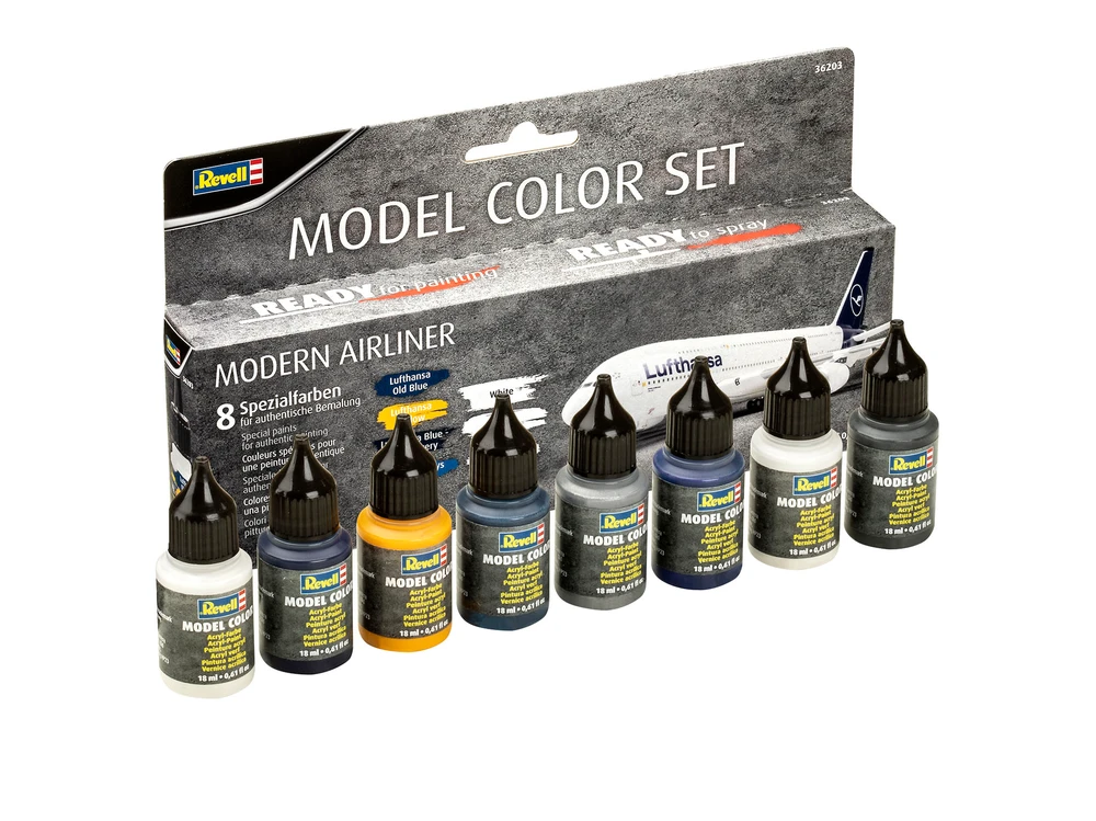 Revell Model Color akrilinių dažų rinkinys Modern Airliner 36203 8×18 ml