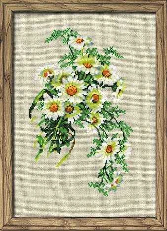 RIOLIS - Create It Yourself - Siuvinėjimo rinkinys „Ramunių puokštė“ 582 (21x30 cm)