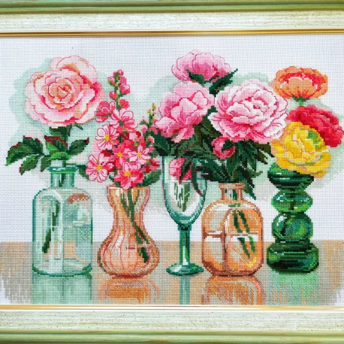 Riolis Siuvinėjimo kryželiu rinkinys „Gėlių simfonija“ 40 x 30 cm