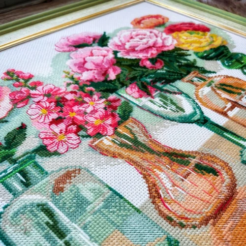 Riolis Siuvinėjimo kryželiu rinkinys „Gėlių simfonija“ 40 x 30 cm