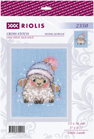 Riolis Siuvinėjimo kryželiu rinkinys vaikams „Mažasis ėriukas“ 13 x 16 cm
