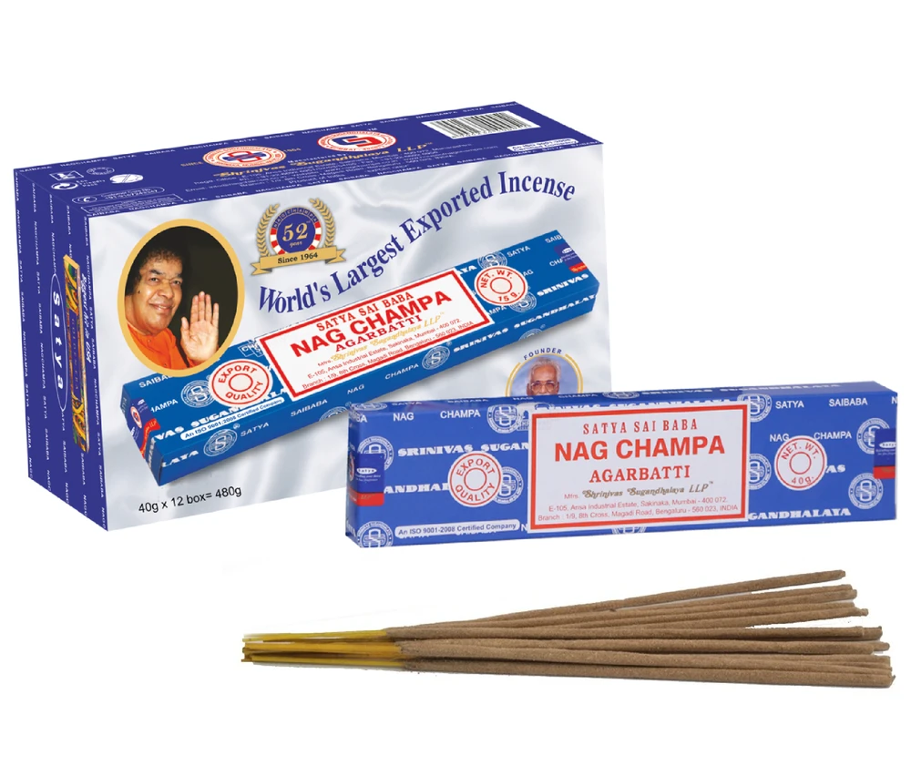 Nag Champa Satya Sai Baba Agarbatti smilkalų lazdelės, 40g