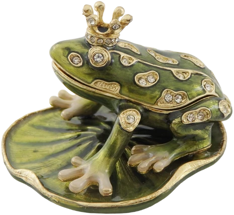 SIAM FASHION JEWELRY CO., LTD. Emaliuota metalinė dėžutė su kristalais „Varlė“ – papuošalams, dovana