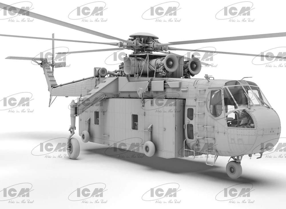 Sraigtasparnio modelis Sikorsky S-64E Skycrane su konteineriu 1/35 ICM 53059