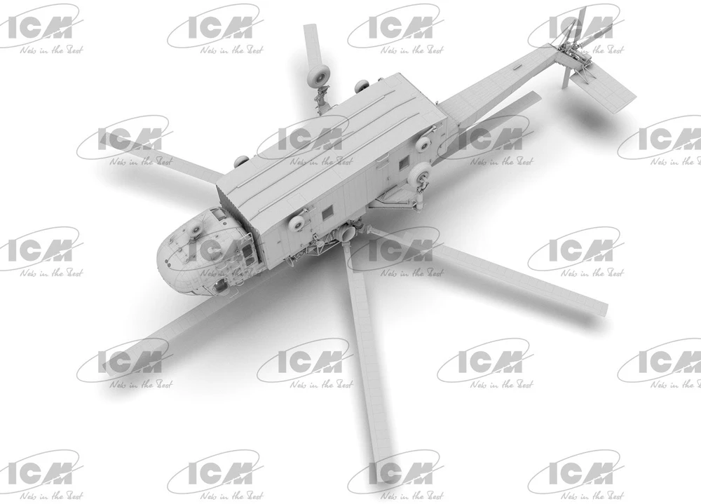 Sraigtasparnio modelis Sikorsky S-64E Skycrane su konteineriu 1/35 ICM 53059