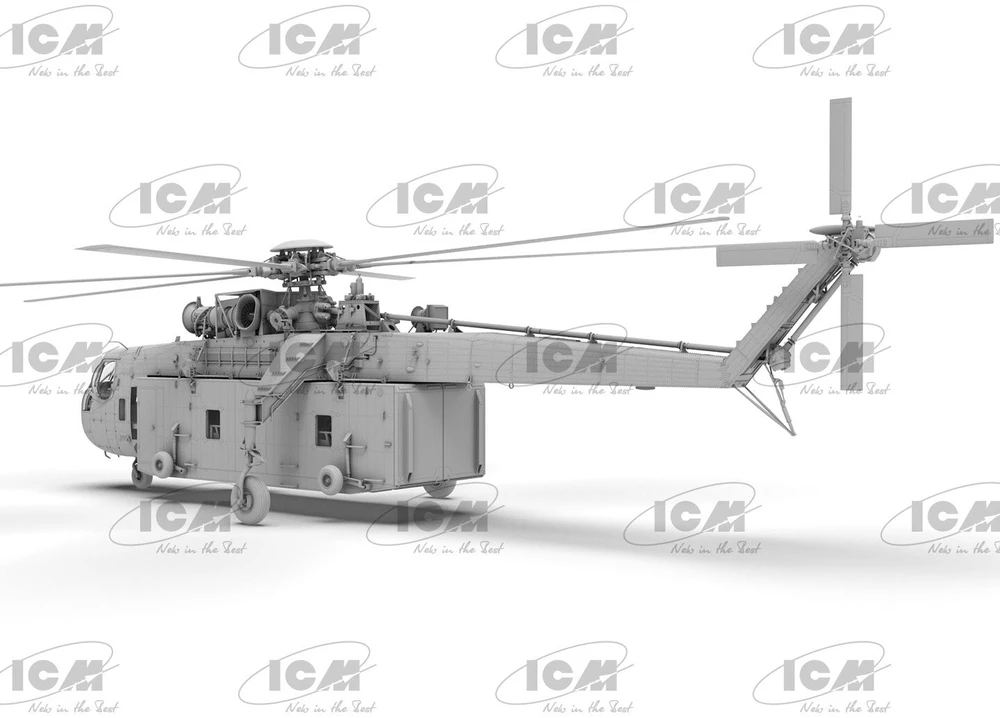 Sraigtasparnio modelis Sikorsky S-64E Skycrane su konteineriu 1/35 ICM 53059
