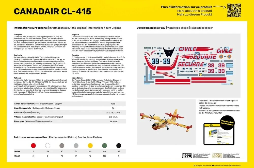 Surenkamas lėktuvo modelis Canadair CL-415 1/72 Heller 80370