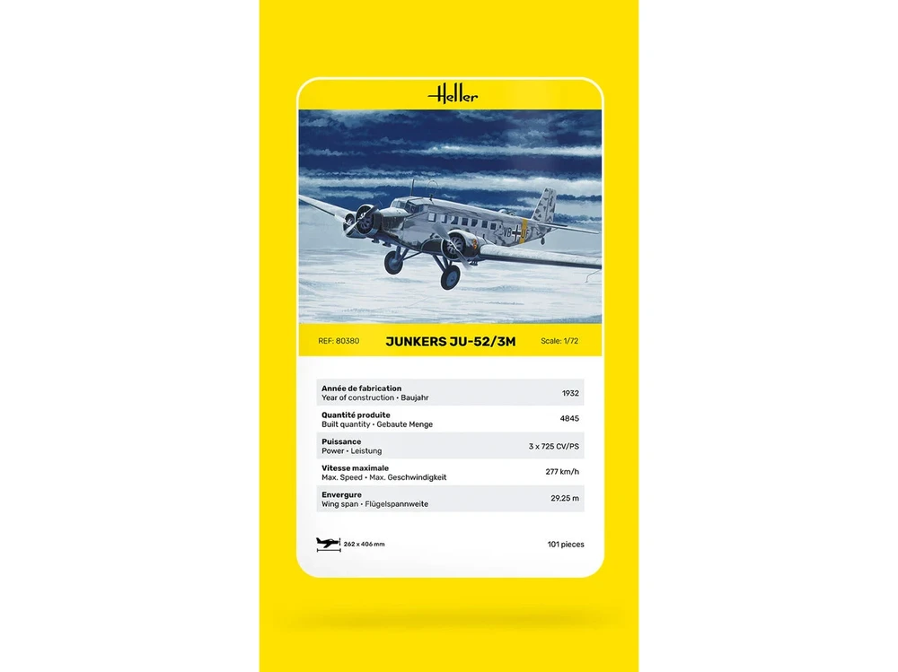 Surenkamas lėktuvo modelis Junkers Ju-52/3M 1/72 Heller 80380
