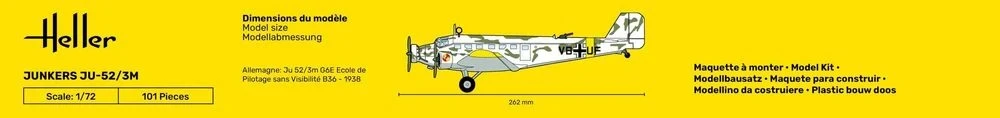 Surenkamas lėktuvo modelis Junkers Ju-52/3M 1/72 Heller 80380