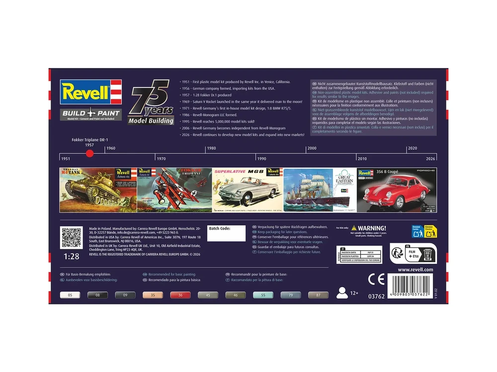 Surenkamas lėktuvo modelis Revell Fokker DR-1 triplanas 1/28 03762