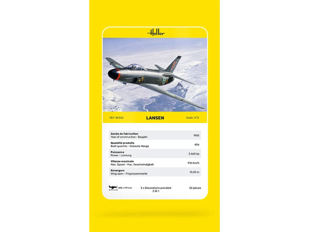 Surenkamas lėktuvo modelis Saab 32 Lansen 1/72 Heller 80343