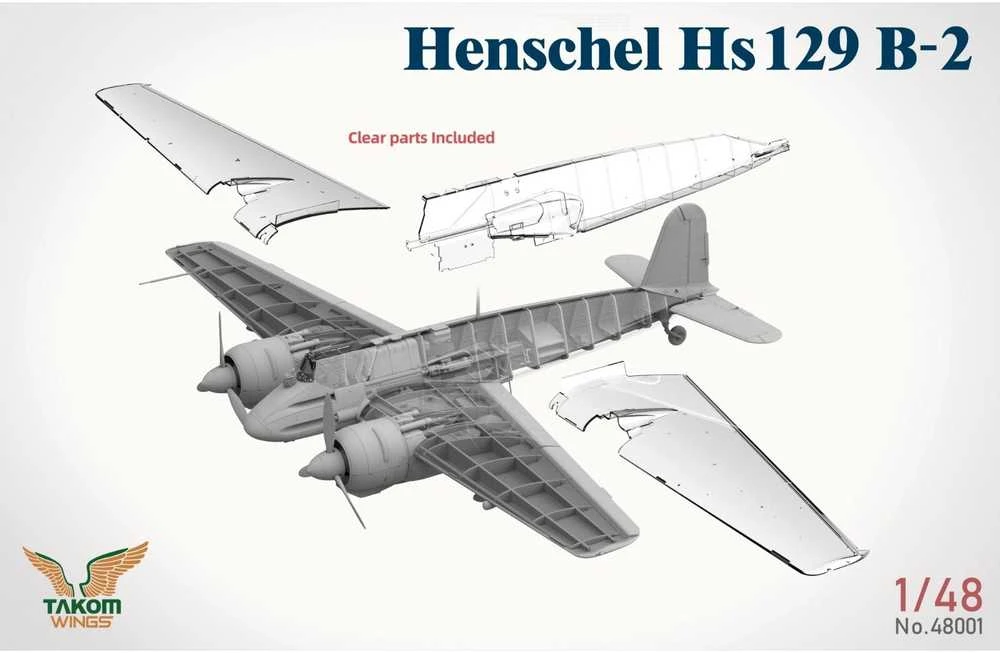 Takom Henschel Hs 129 B-2 lėktuvo modelis 1/48 su interjeru
