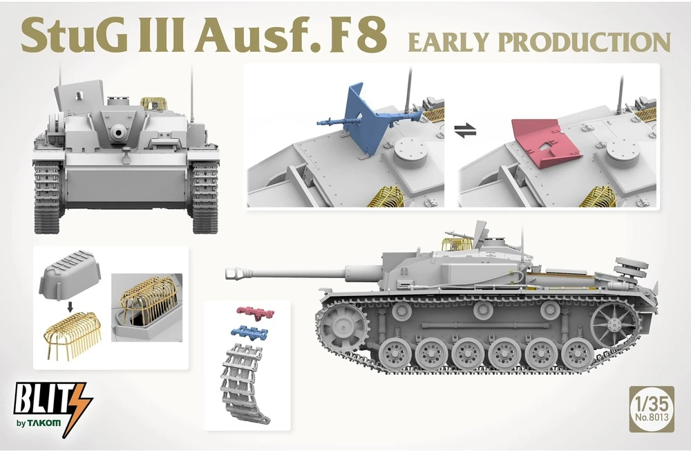 Takom StuG III Ausf.F8 ankstyvoji versija surenkamas modelis 1/35 8013