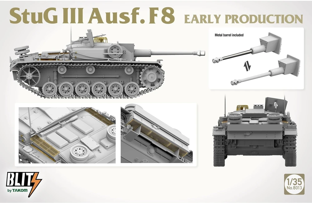 Takom StuG III Ausf.F8 ankstyvoji versija surenkamas modelis 1/35 8013