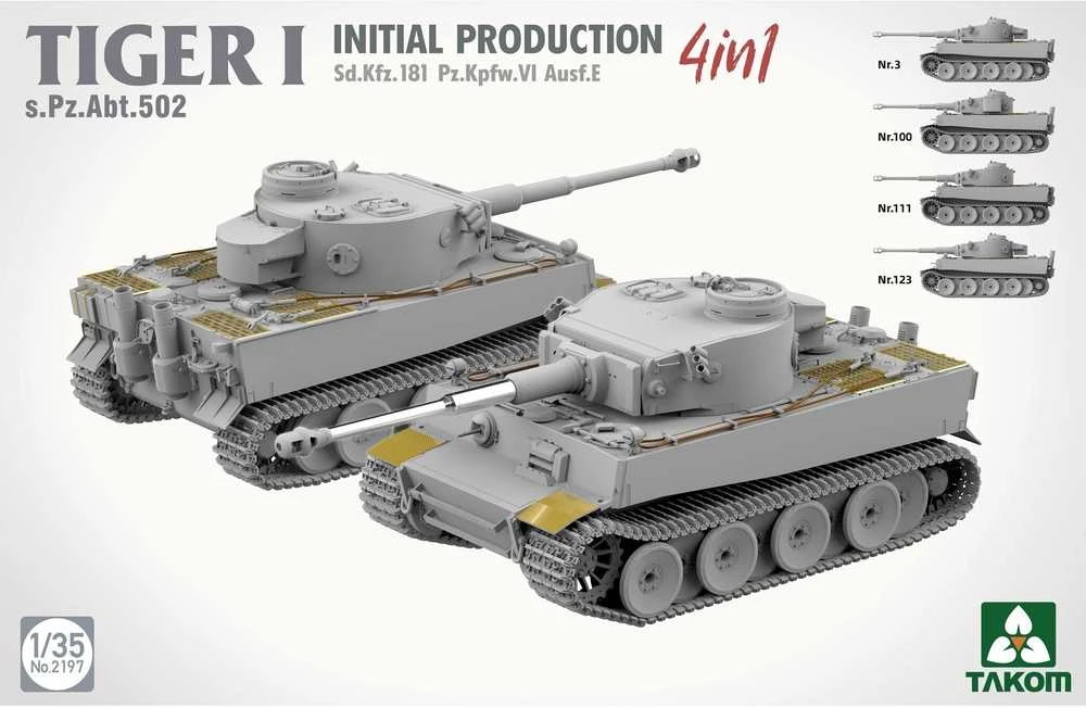 Takom Tiger I ankstyvasis 4in1 tanko modelis 1/35 s.Pz.Abt.502