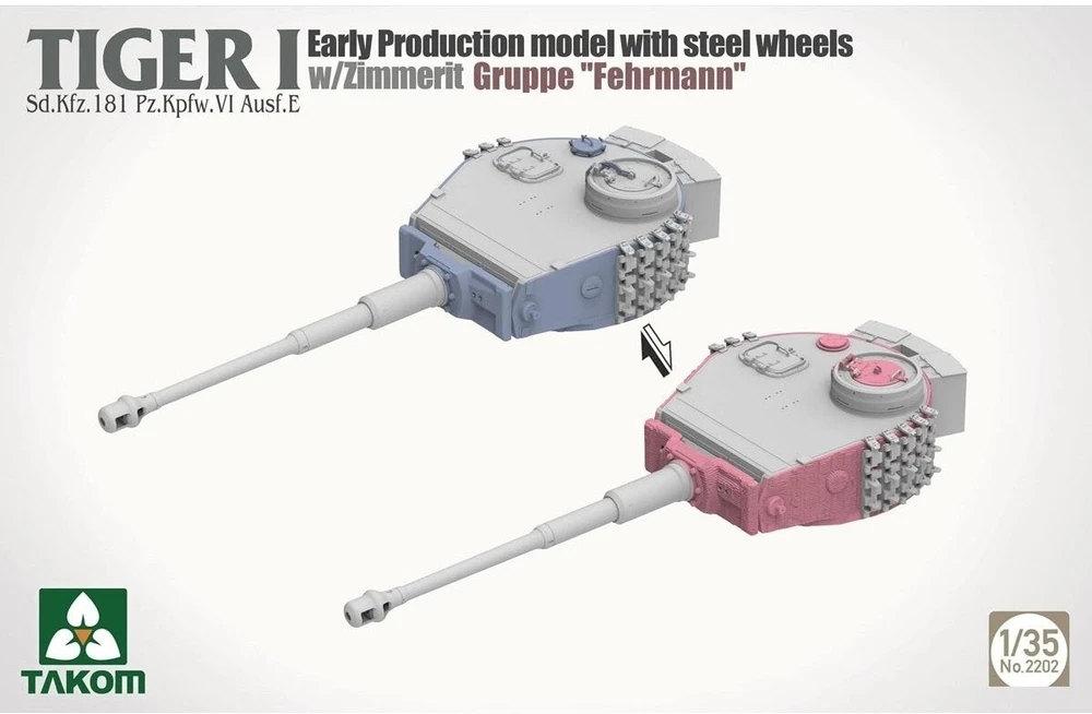 Takom Tiger I ankstyvos gamybos plastikinis modelis su zimmeritu