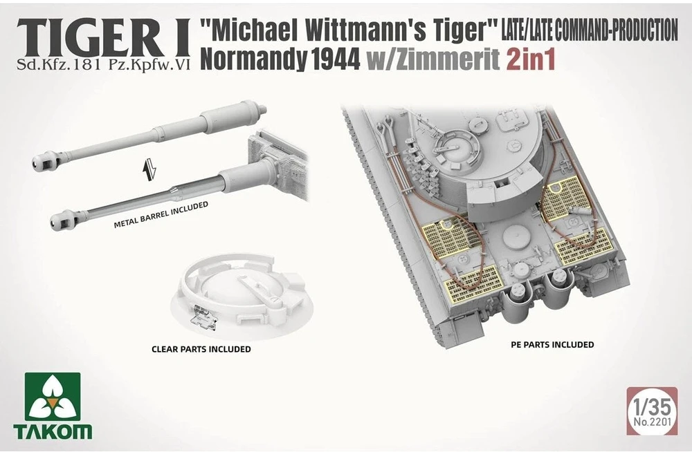 Takom Tiger I vėlyvasis tanko modelis 1/35, Normandija 1944, su Zimmerit