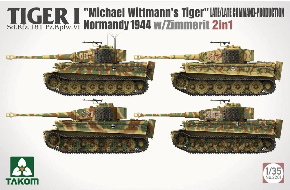 Takom Tiger I vėlyvasis tanko modelis 1/35, Normandija 1944, su Zimmerit