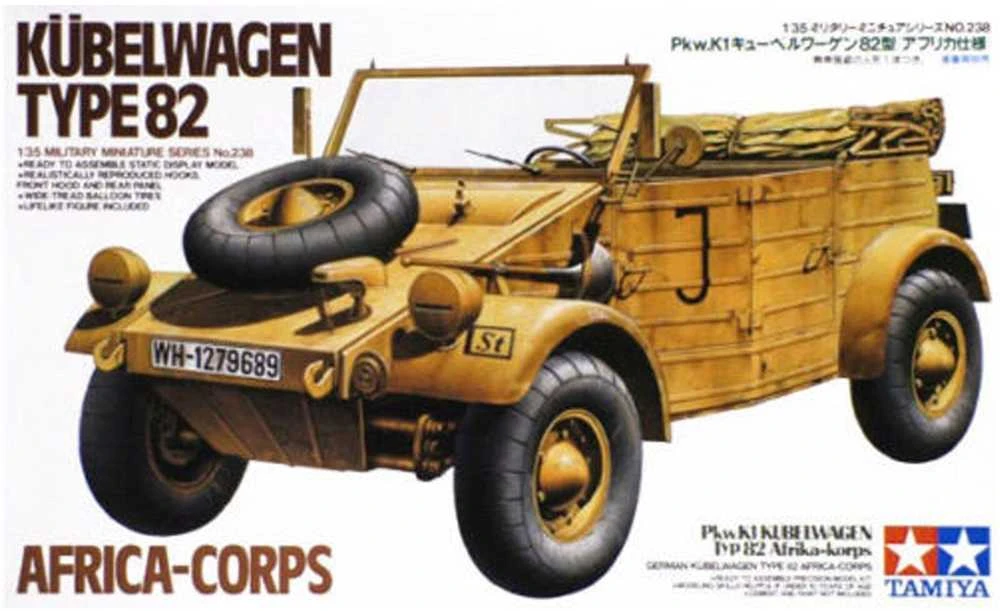 Tamiya Kübelwagen Type 82 Afrika Korps 1/35 surenkamas modelis (35238)