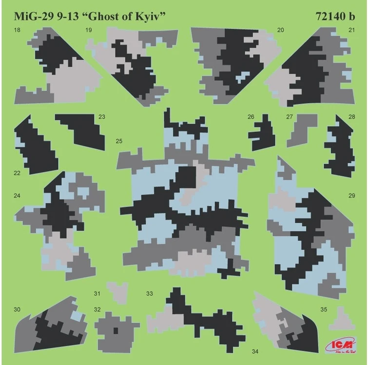 Ukrainos oro pajėgų MiG-29 „Kyjivo vaiduoklis“ modelis ICM 1/72 72140