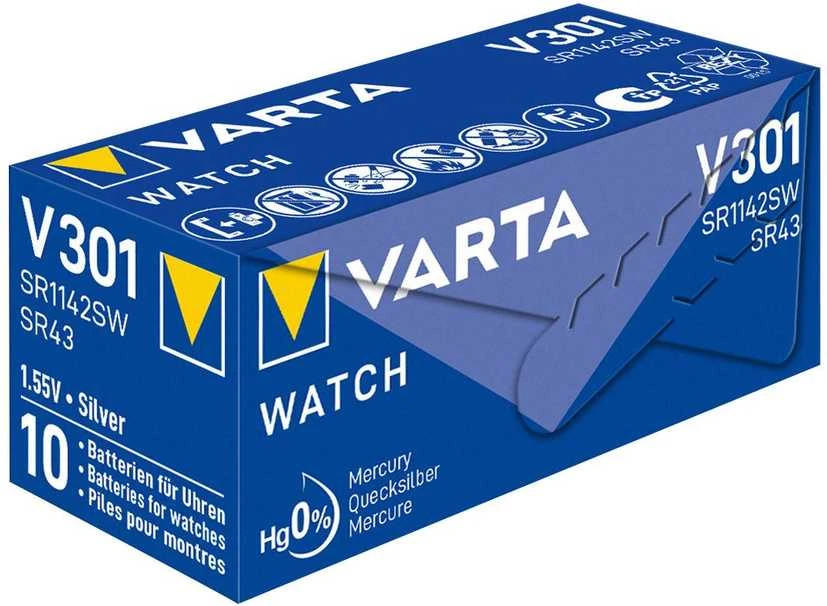 Varta 301 sidabro oksido laikrodžių baterijos 1.55V, 10 vnt.
