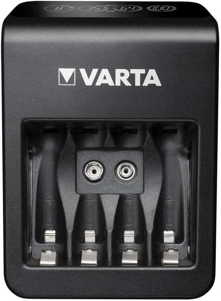 Varta LCD baterijų įkroviklis AA/AAA/9V su USB, 4x AA komplekte
