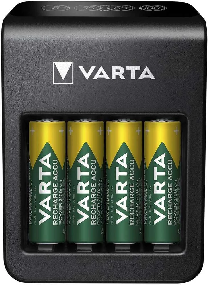 Varta LCD baterijų įkroviklis AA/AAA/9V su USB, 4x AA komplekte