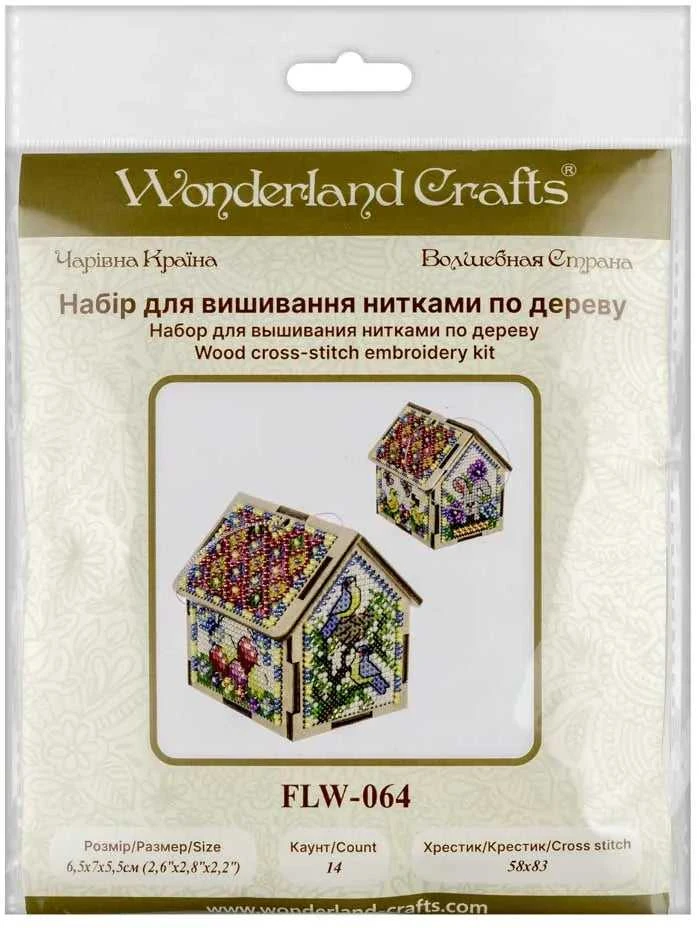 Wonderland Crafts Siuvinėjimo kryželiu rinkinys ant medžio su karoliukais, 6,5x7x5,5 cm