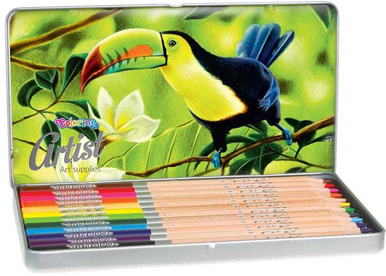Spalvoti pieštukai COLORINO Artist 12 spalvų, metalinėje dėžutėje
