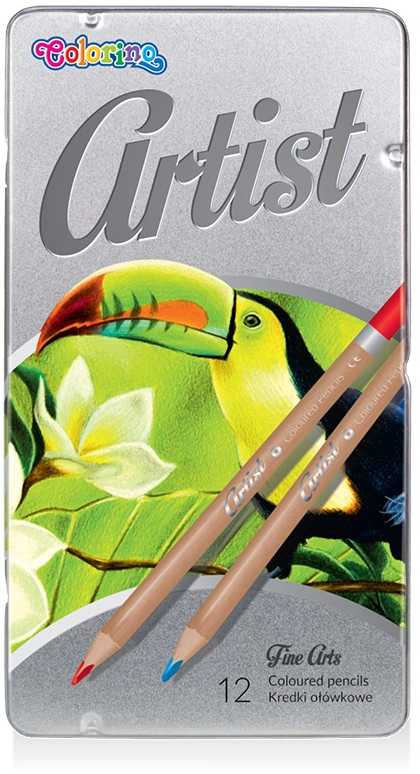 Spalvoti pieštukai COLORINO Artist 12 spalvų, metalinėje dėžutėje