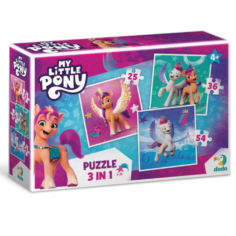Dodo Dėlionė 3in1 "MY LITTLE PONY" 3 DĖLIONĖS VIENAME SPALVINGOS DĖLIONĖS