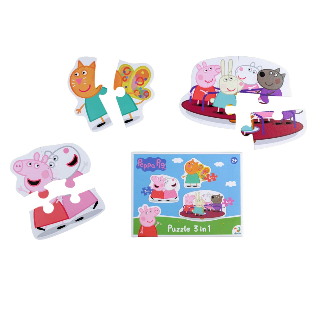 Dodo Dėlionė 3in1 "PEPPA PIG" PEPPA PIG 3 DĖLĖS VIENOJE PAKUOTĖJE