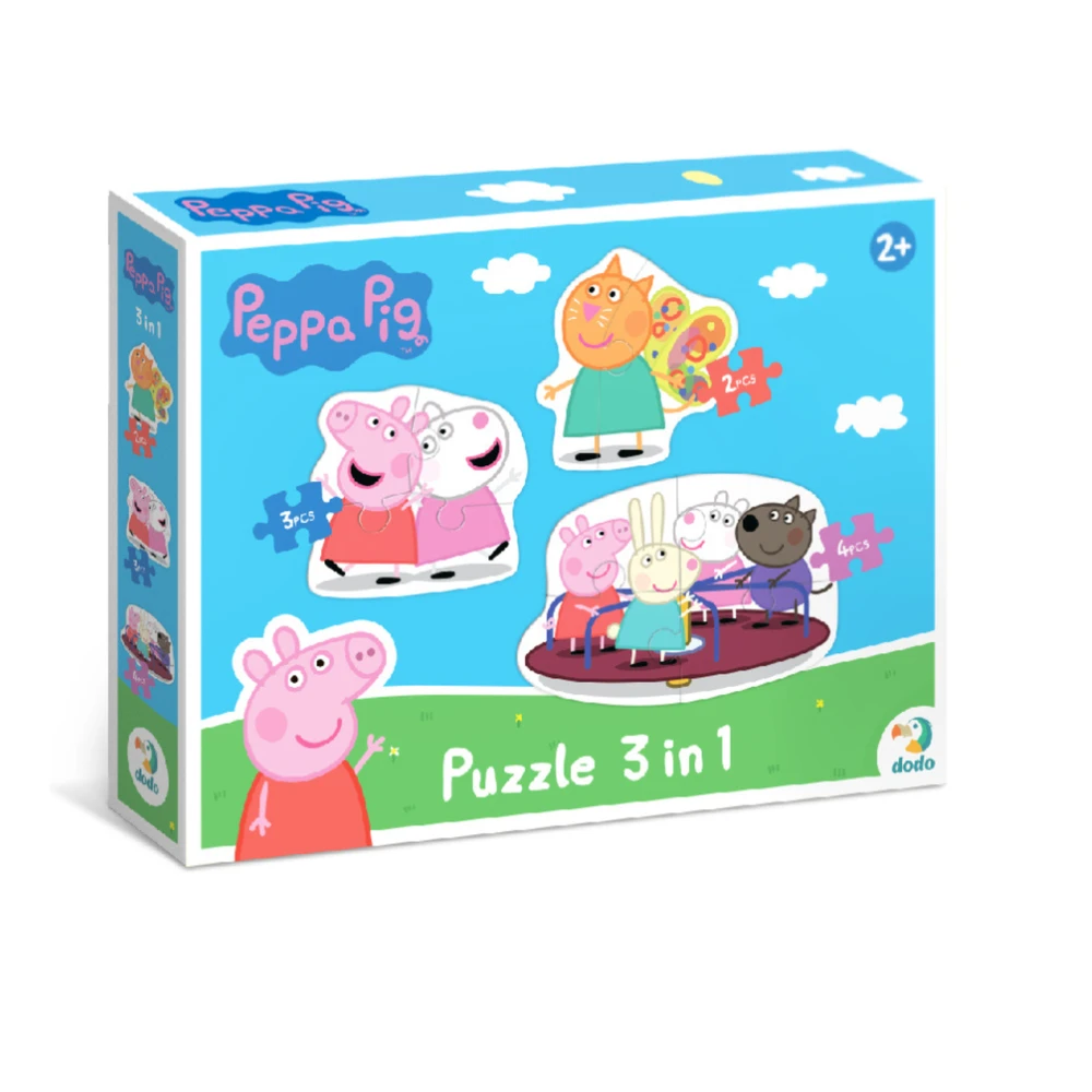 Dodo Dėlionė 3in1 "PEPPA PIG" PEPPA PIG 3 DĖLĖS VIENOJE PAKUOTĖJE